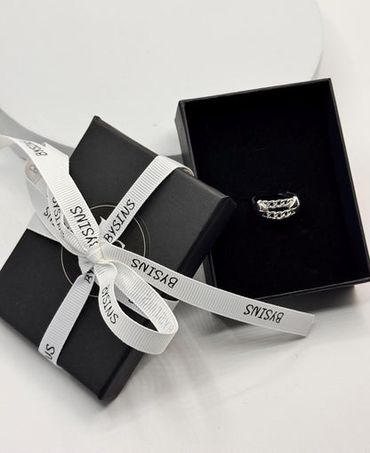Sterling Silver Adjustable Chain Link Ring
