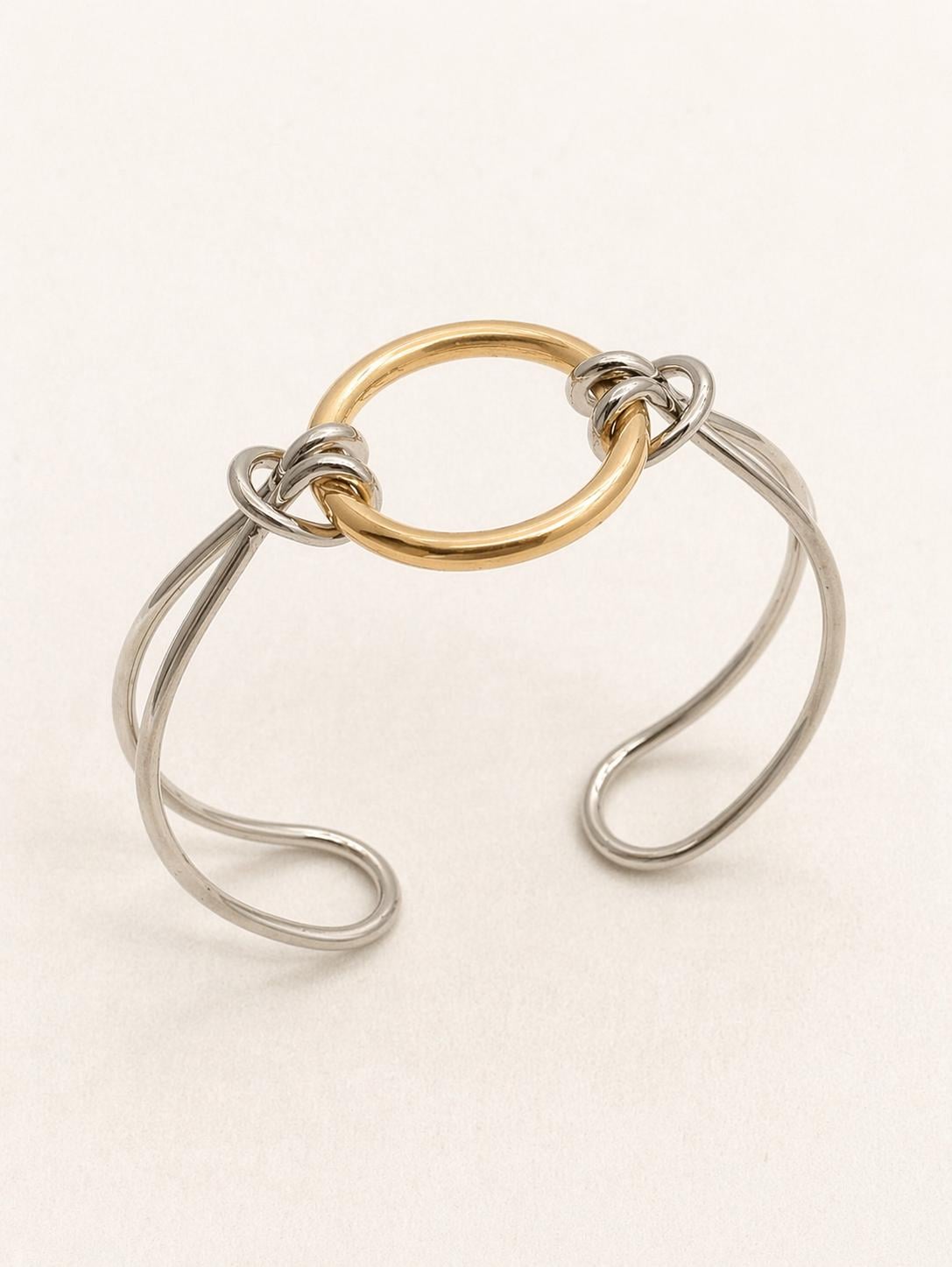 Two-Tone Adjustable Open Cuff Bracelet
