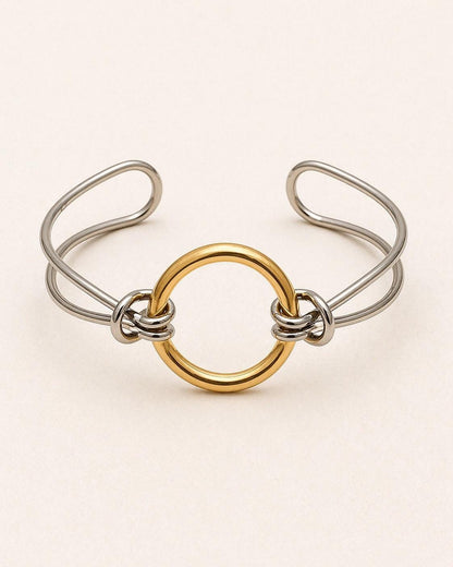 Two-Tone Adjustable Open Cuff Bracelet