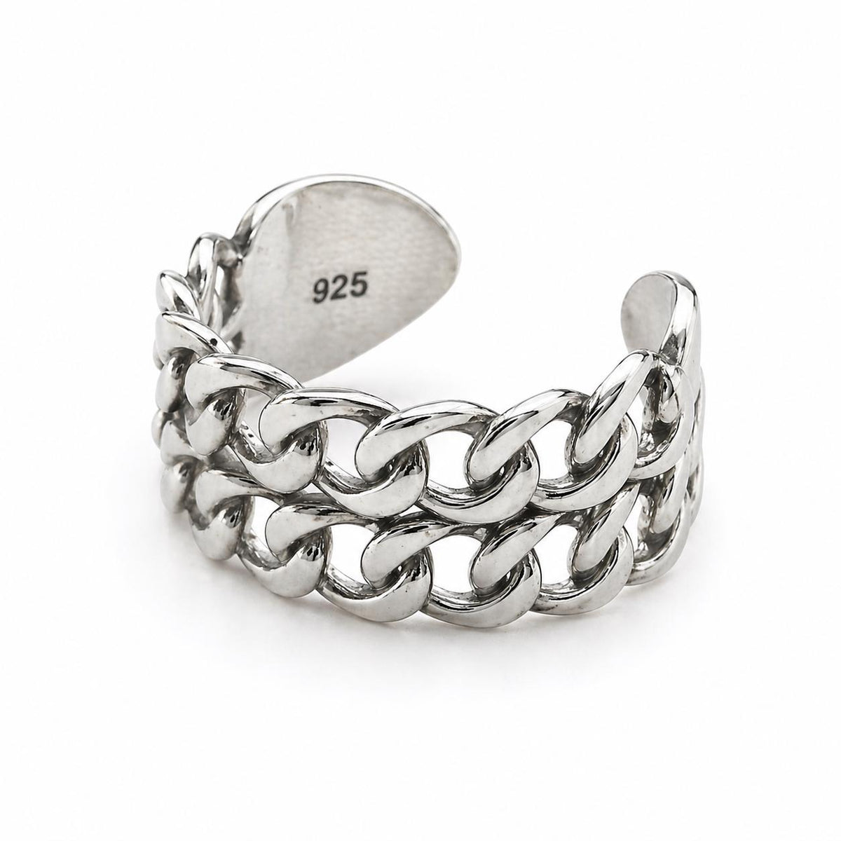 Sterling Silver Double Chain Link Ring