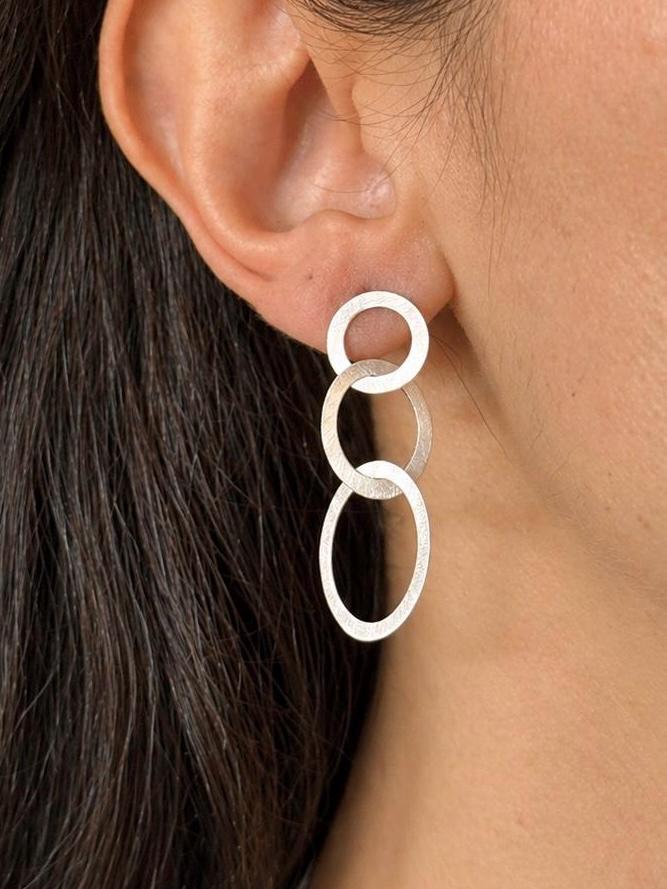 925 Sterling Silver Triple Hoop Earrings