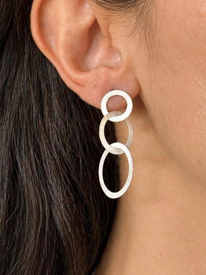 925 Sterling Silver Triple Hoop Earrings