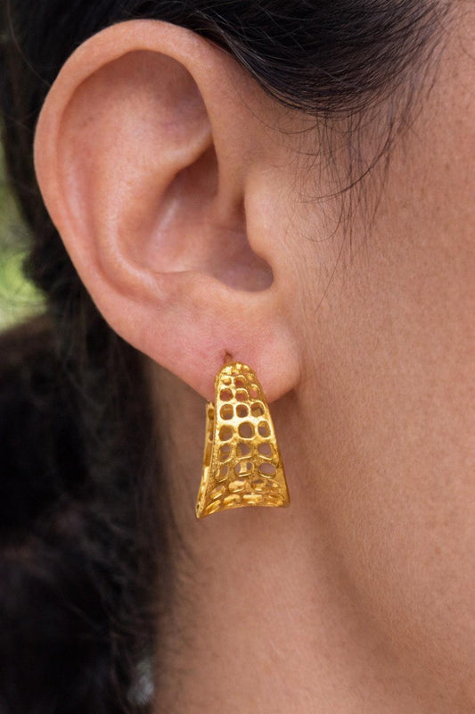 22k Gold Vermeil Openwork Hoop Earrings