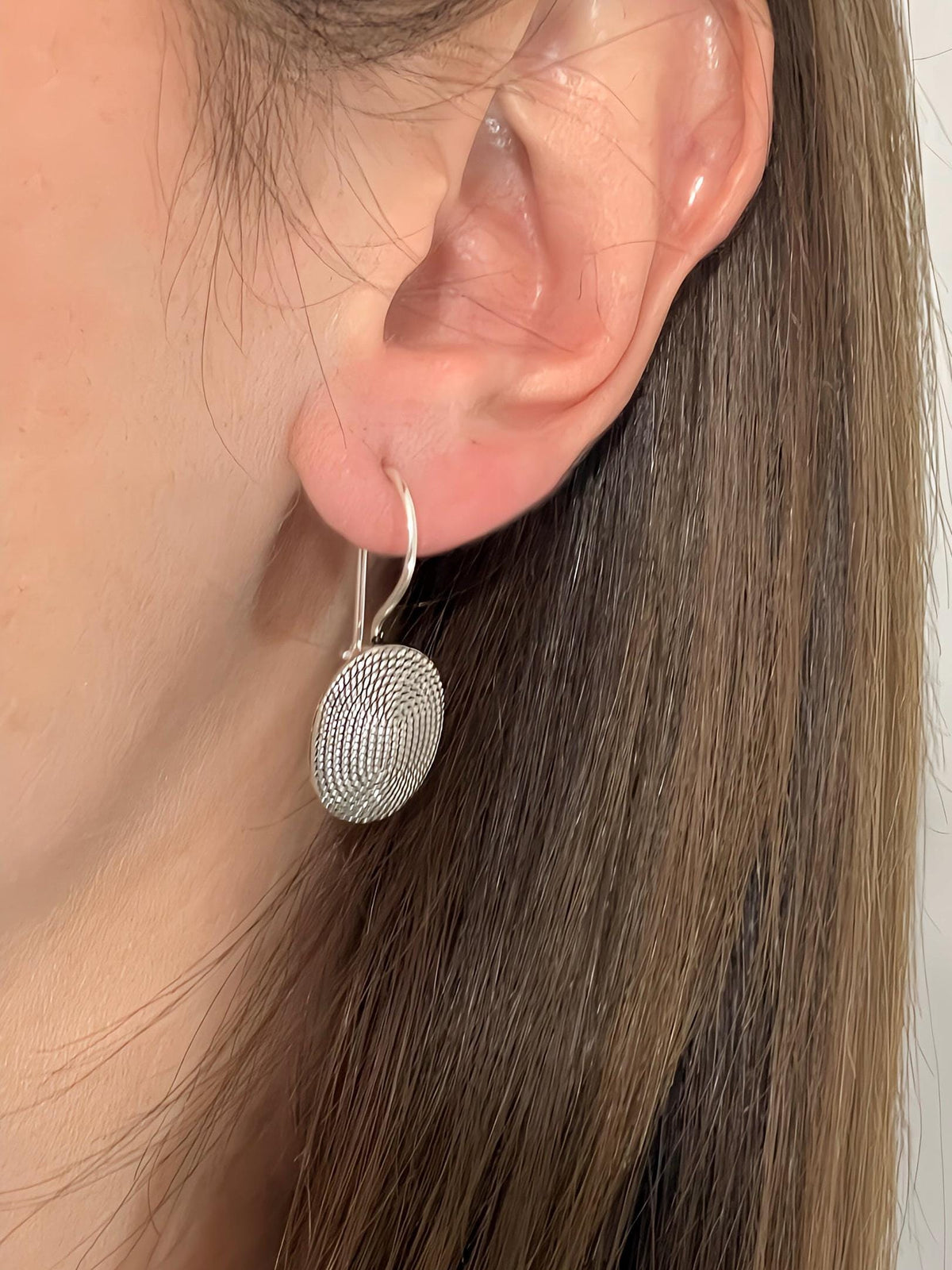 Oxidised Silver Braided Oval Drop Earrings