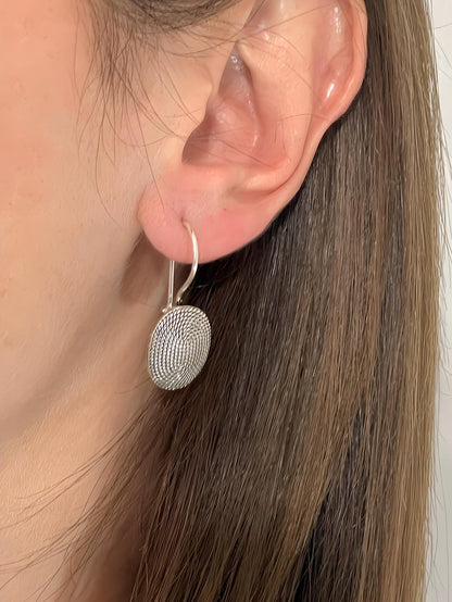 Oxidised Silver Braided Oval Drop Earrings