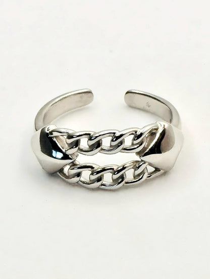 Sterling Silver Adjustable Chain Link Ring
