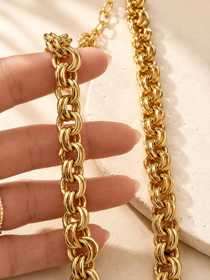Chunky Gold Double-Link Chain Necklace