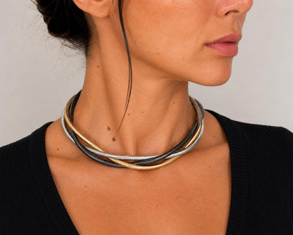 Mixed-Metal Snake Chain Choker