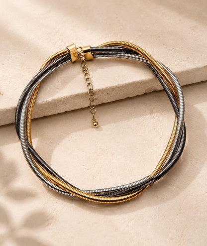 Mixed-Metal Snake Chain Choker