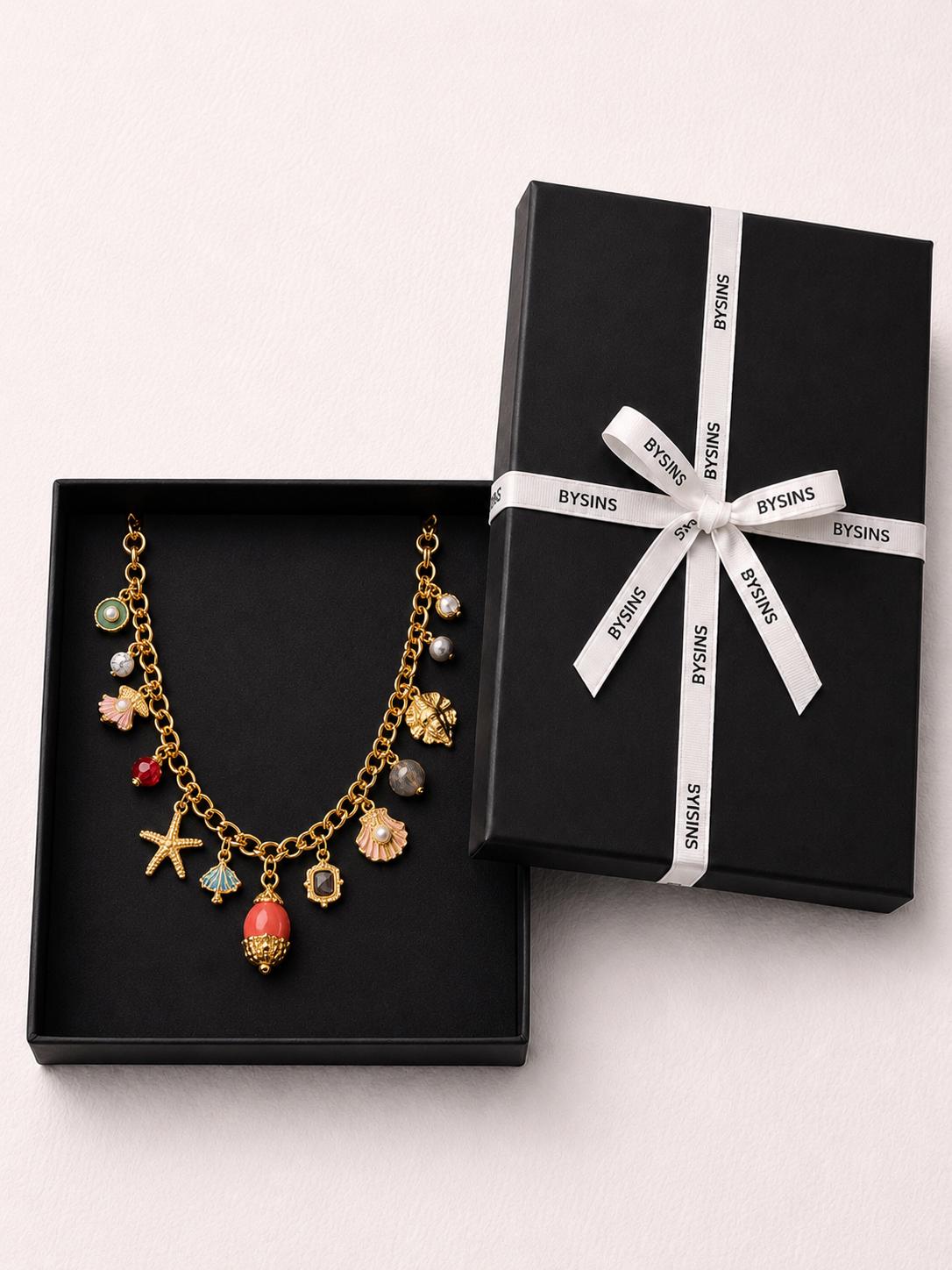 Coastal Charm Necklace – Starfish & Shell