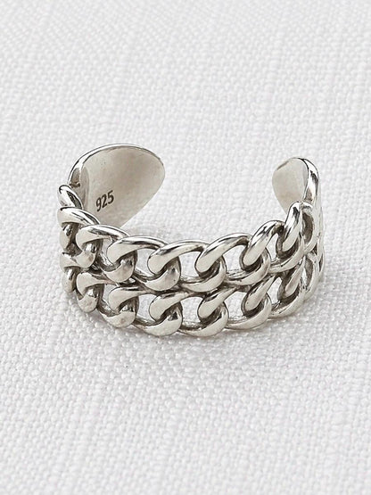 Sterling Silver Double Chain Link Ring