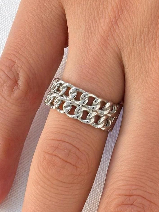 Sterling Silver Double Chain Link Ring