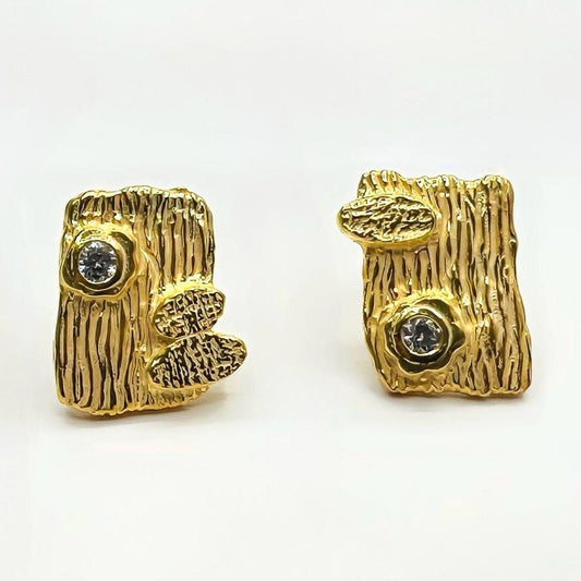 22k Gold Vermeil Asymmetric Zircon Earrings