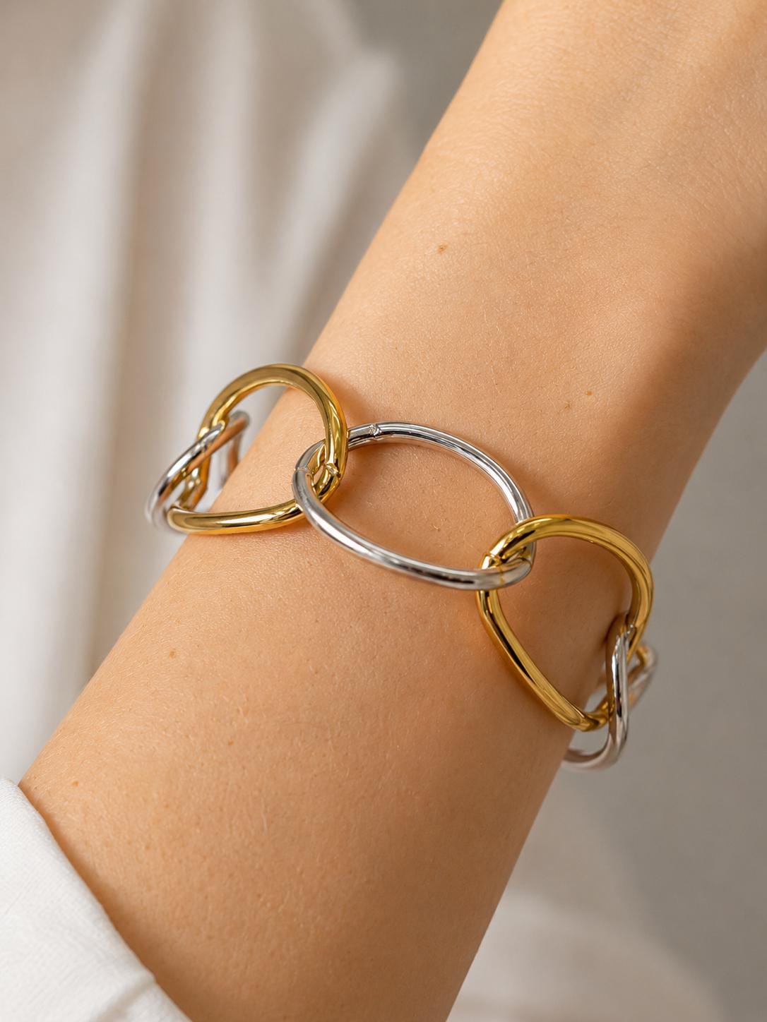 Mixed-Metal Link Cuff Bracelet