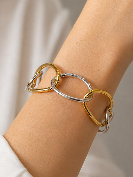 Mixed-Metal Link Cuff Bracelet