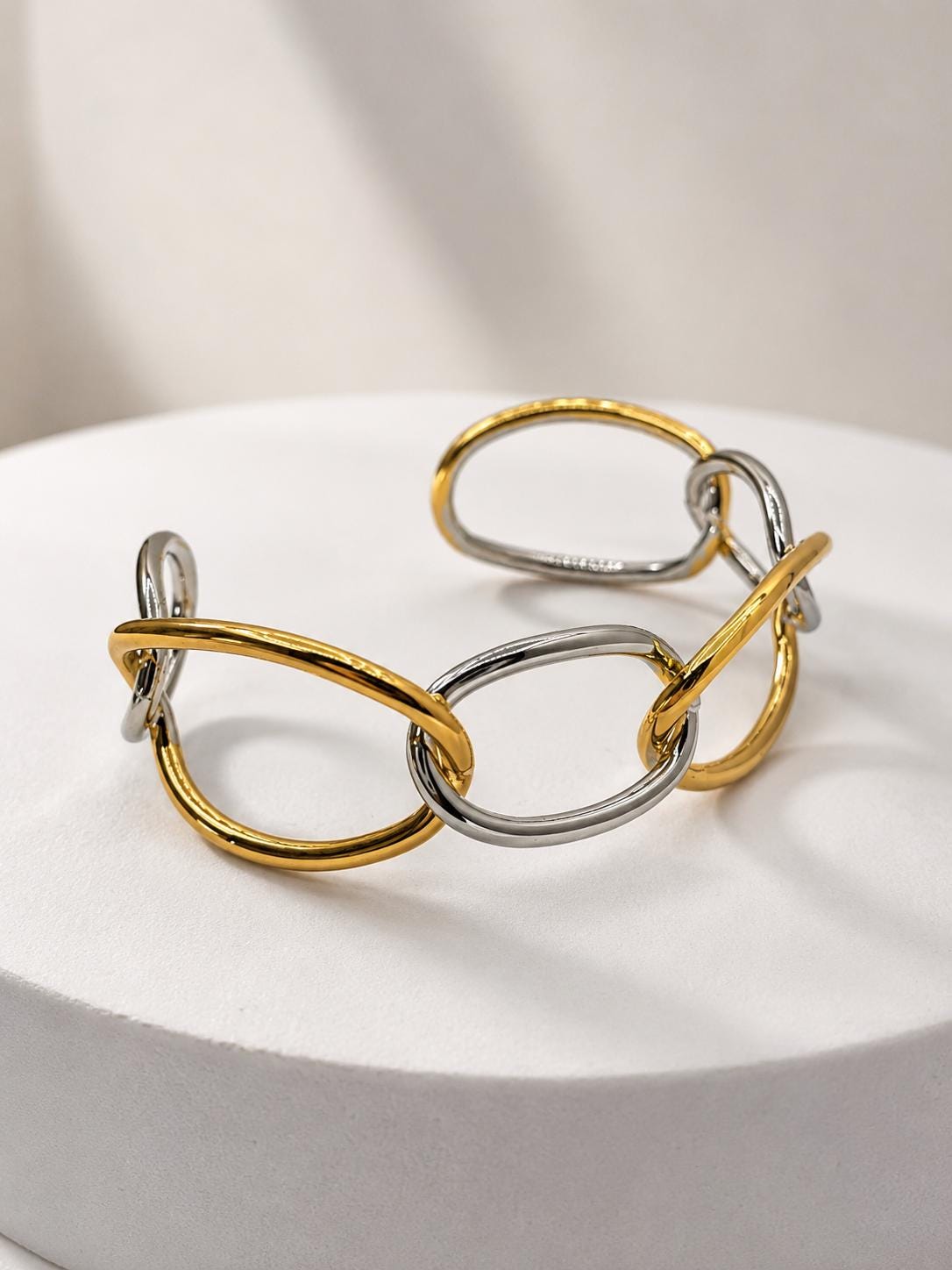 Mixed-Metal Link Cuff Bracelet
