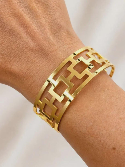 Gold Greek Key Cuff Bracelet