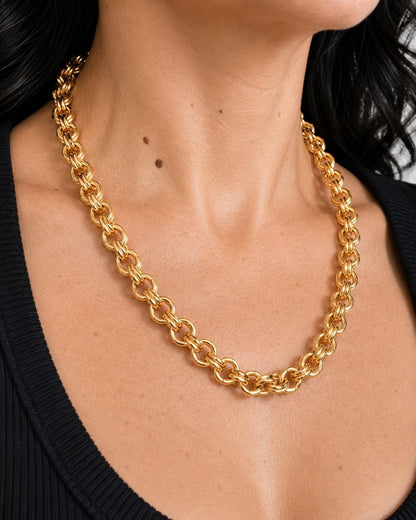 Chunky Gold Double-Link Chain Necklace
