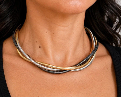 Mixed-Metal Snake Chain Choker