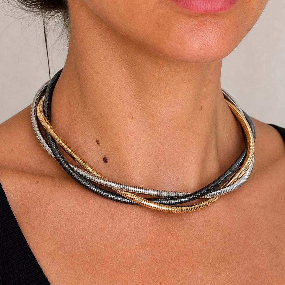 Mixed-Metal Snake Chain Choker
