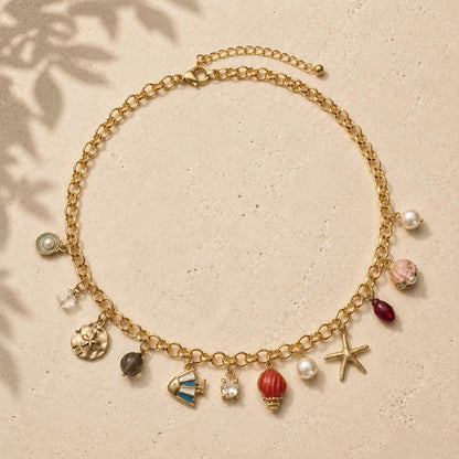 Coastal Charm Necklace – Starfish & Shell
