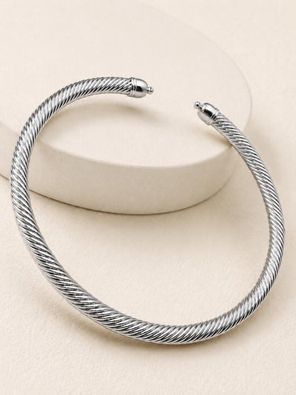 Silver Twisted Rope Choker Necklace