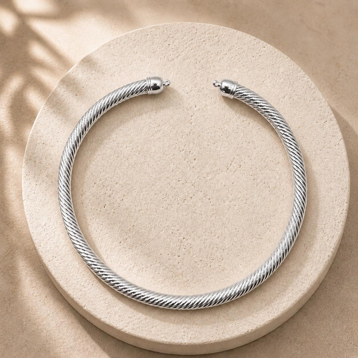 Silver Twisted Rope Choker Necklace