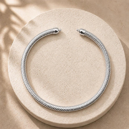 Silver Twisted Rope Choker Necklace