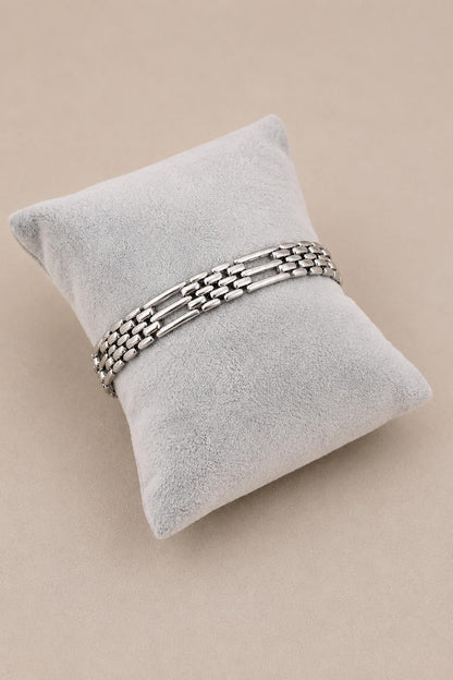 Wide Stainless Steel Link Bracelet