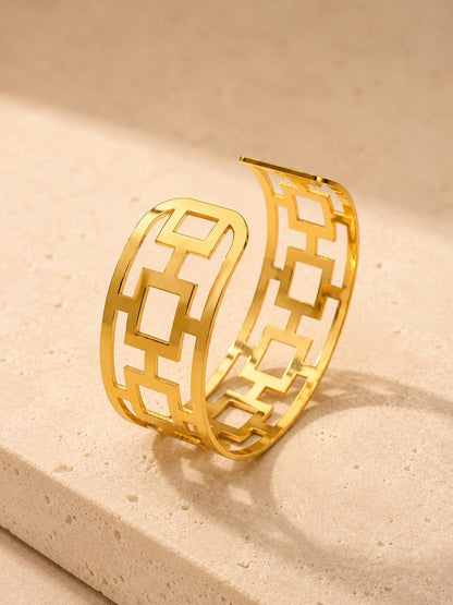 Gold Greek Key Cuff Bracelet