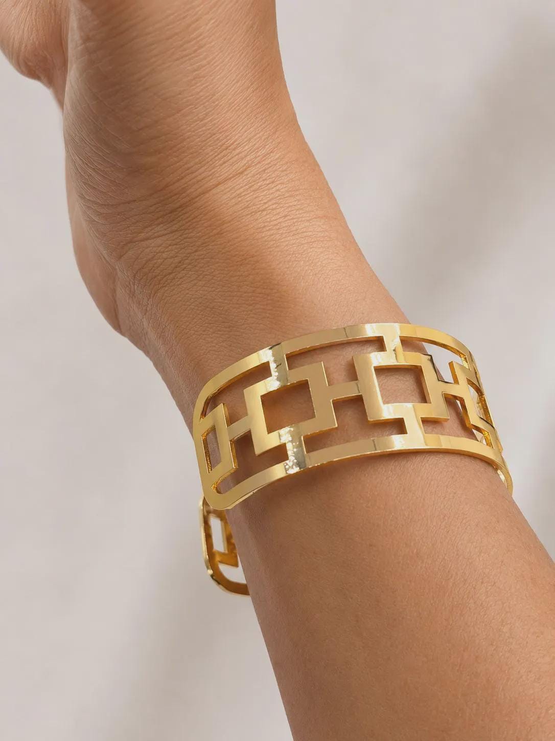 Gold Greek Key Cuff Bracelet