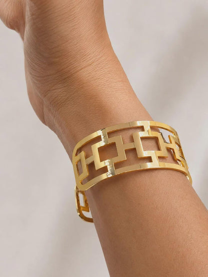 Gold Greek Key Cuff Bracelet