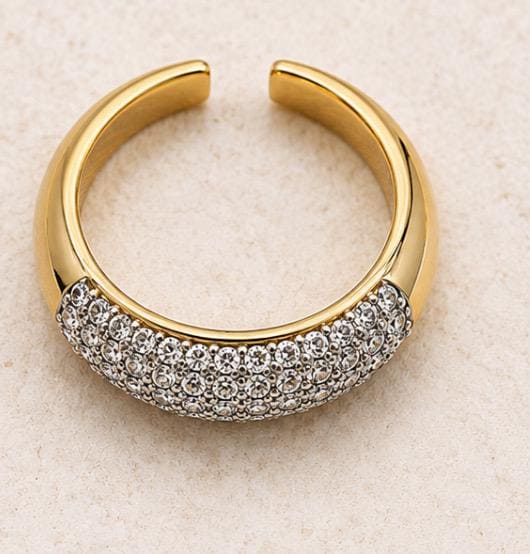 Gold Pavé Dome Adjustable Ring
