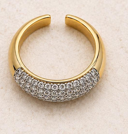 Gold Pavé Dome Adjustable Ring