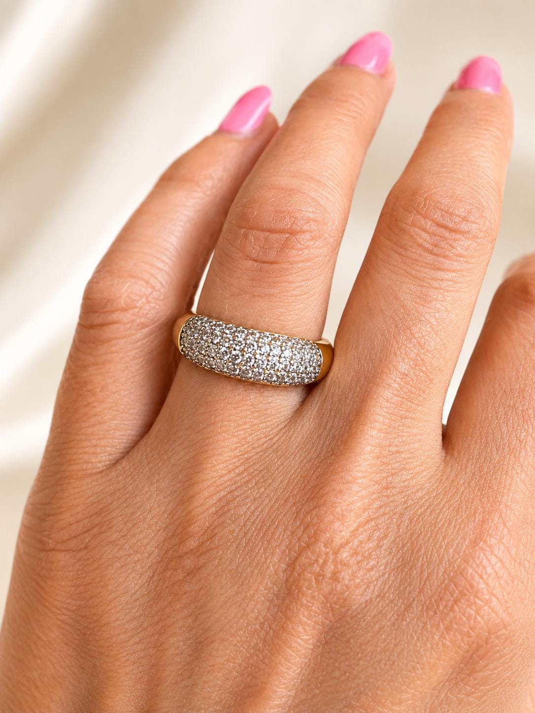 Gold Pavé Dome Adjustable Ring