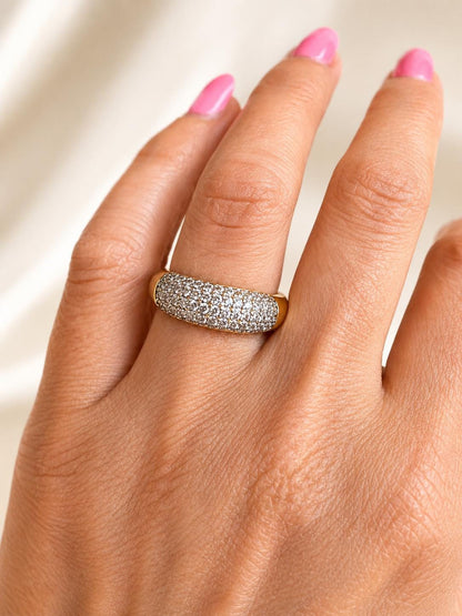 Gold Pavé Dome Adjustable Ring