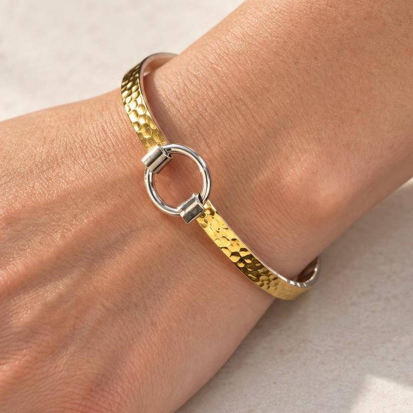 Gold Hammered Stainless Steel Bangle