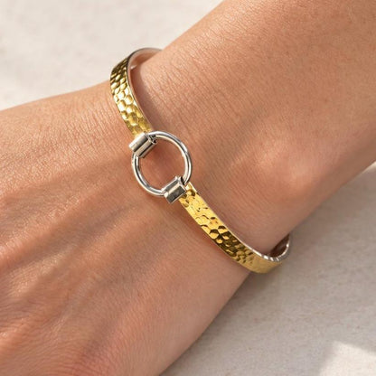 Gold Hammered Stainless Steel Bangle