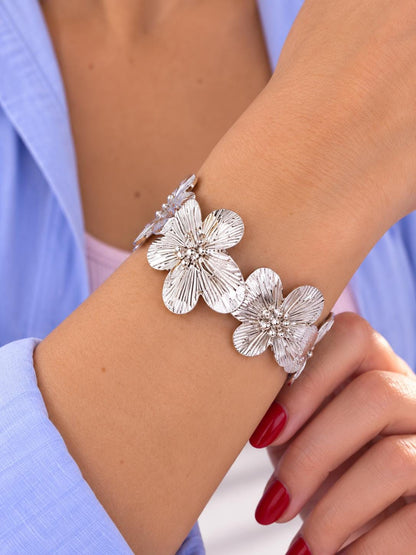 Silver Floral Jewellery & Hair Tie Set