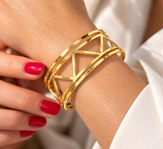 Gold Geometric Adjustable Cuff Bracelet