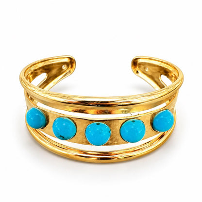 Turquoise Gold Adjustable Cuff Bracelet