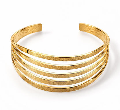 Gold Sculptural Wave Cuff Bracelet