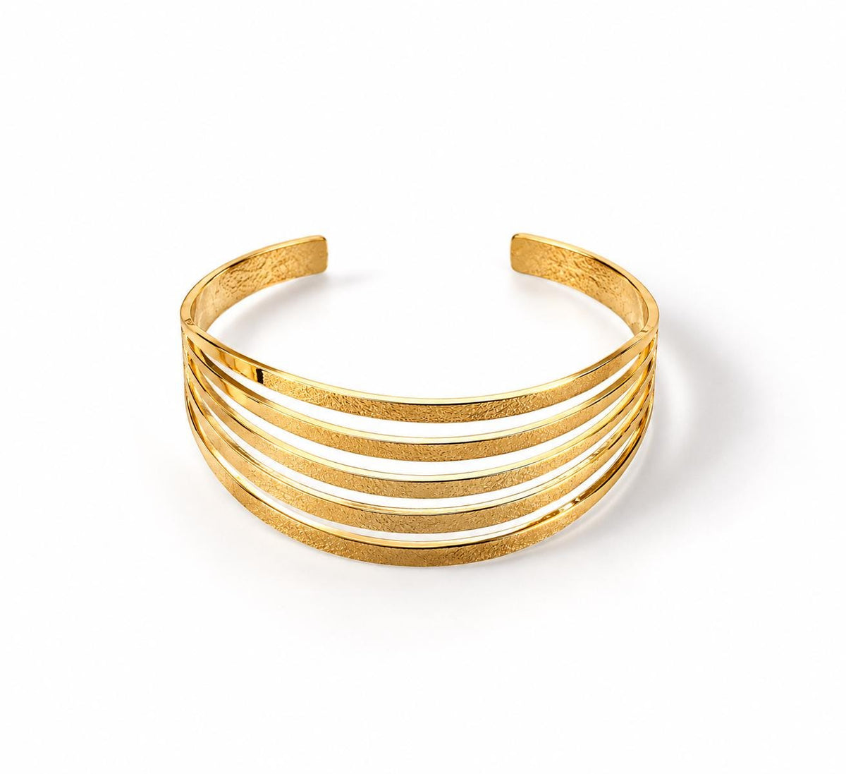 Gold Sculptural Wave Cuff Bracelet