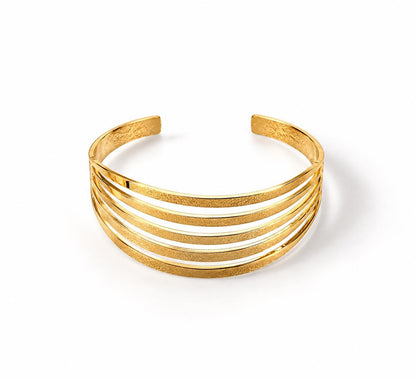 Gold Sculptural Wave Cuff Bracelet