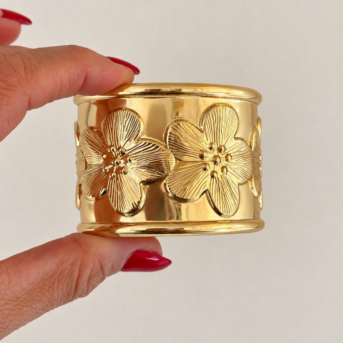 Gold Floral Statement Cuff Bracelet