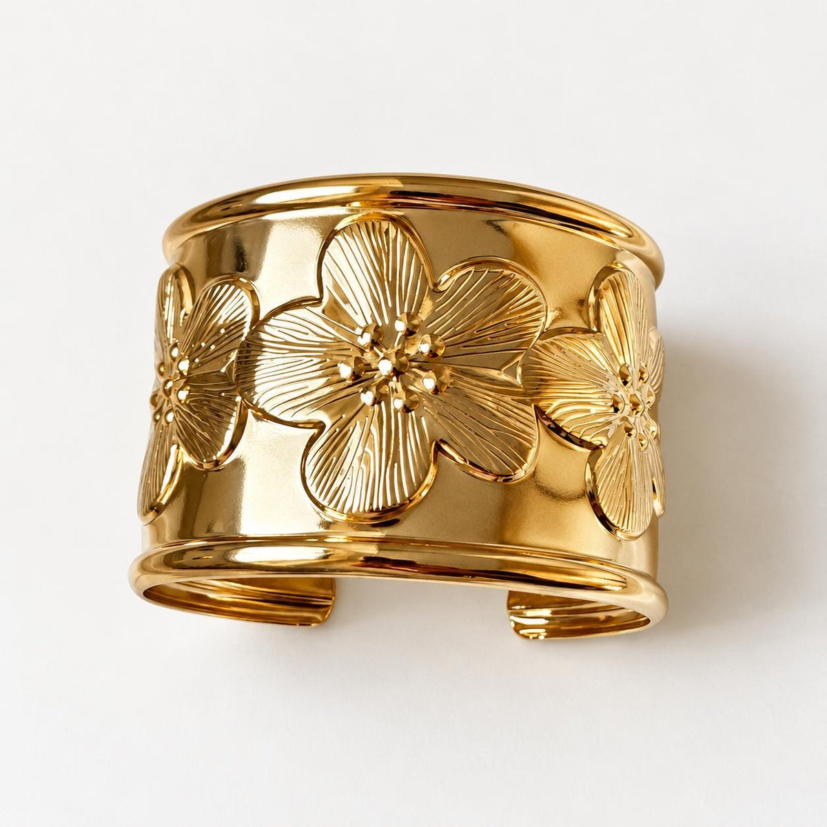 Gold Floral Statement Cuff Bracelet