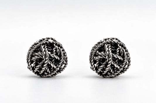Oxidised Sterling Silver Knot Studs