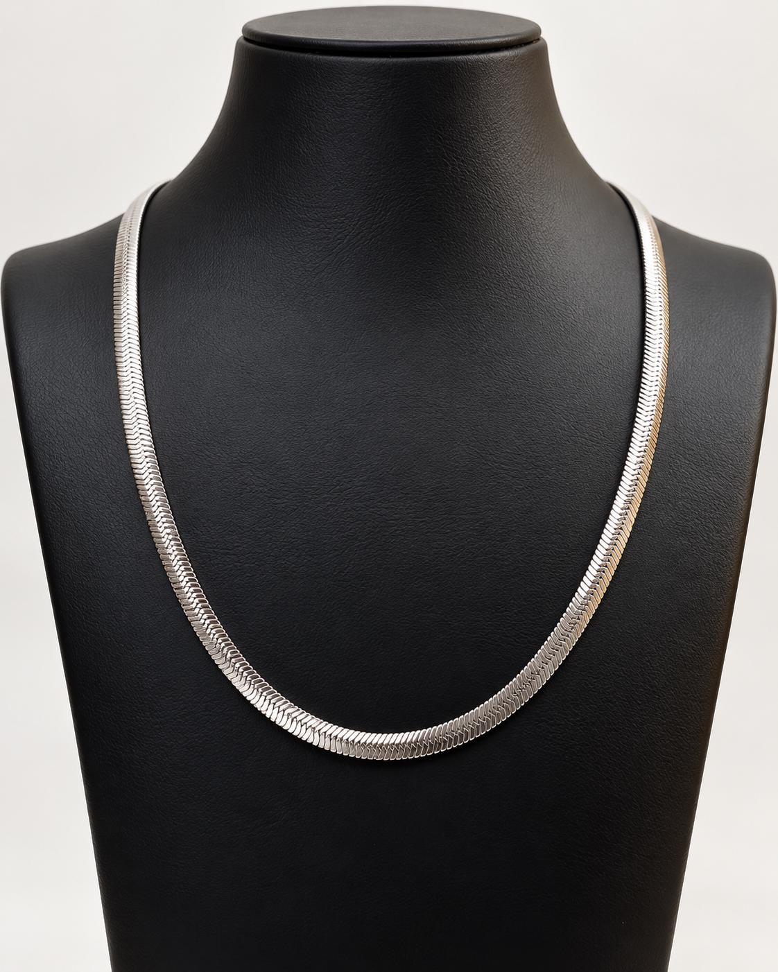 Sterling Silver Snake Bone Chain Necklace – 47 cm