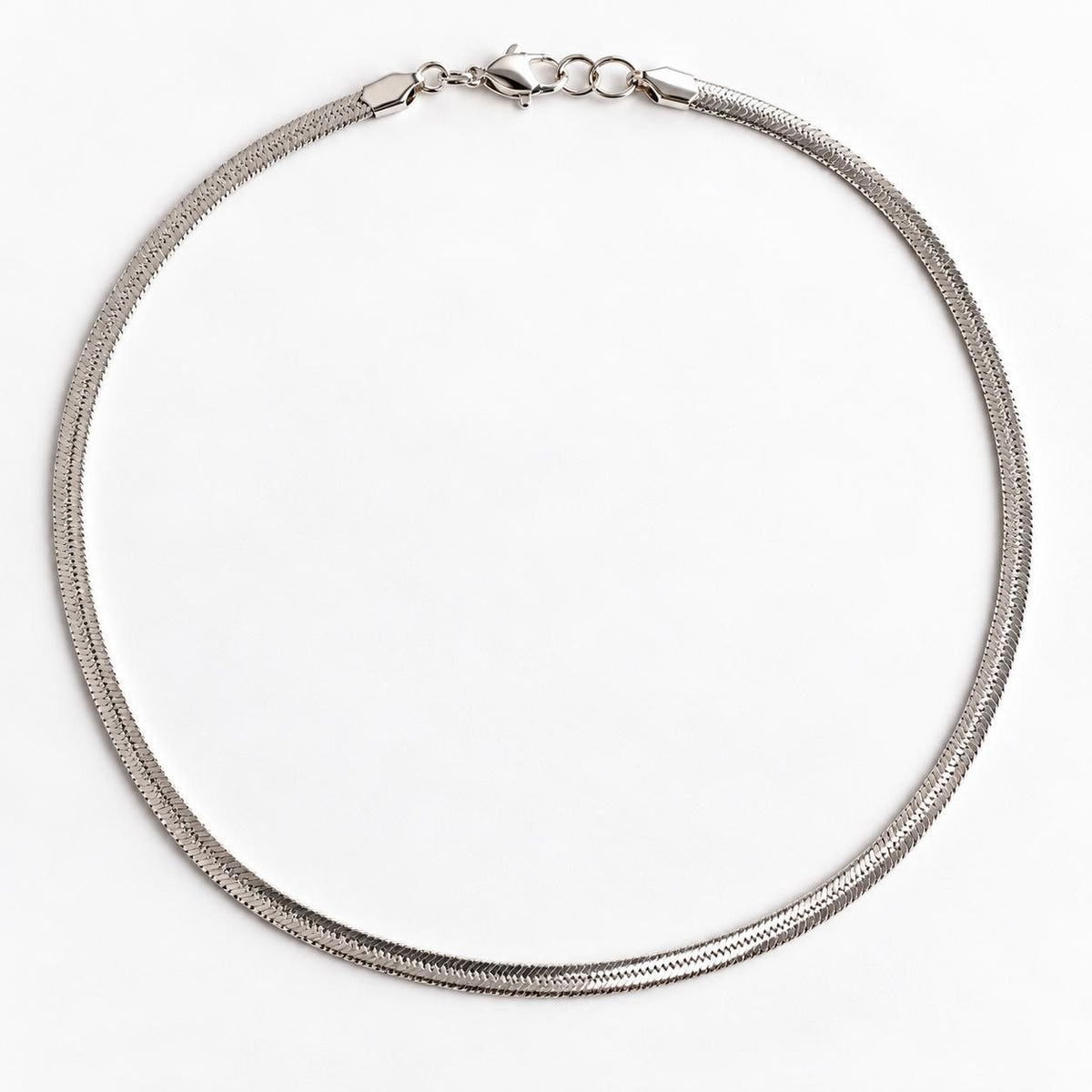 Sterling Silver Snake Bone Chain Necklace – 47 cm