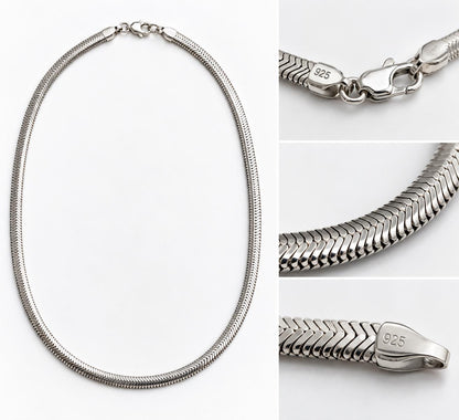 Sterling Silver Snake Bone Chain Necklace – 47 cm